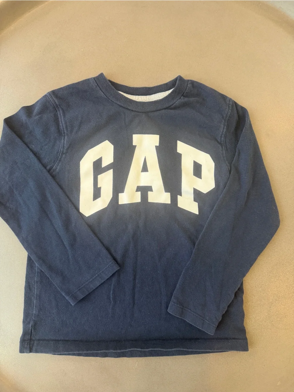 GAP Navy and White Long Sleeve Logo Tee